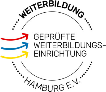 Logo Weiterbildung Hamburg e.V. Logo Weiterbildung Hamburg e.V., geprüfte Weiterbildungseinrichtung.