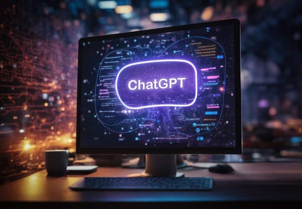 Auf einem PC-Bildschirm sieht man das Logo von dem Chatbot ChatGPT.
