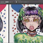 Beispielbild des Adobe Illustrator Kurses. Gemalte Frau mit bunten Farben.